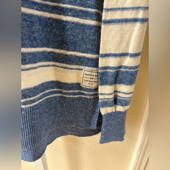 Scotch & Soda Linen Blend Striped Long Sleeve Pullover - Size M - Picture 4 of 4